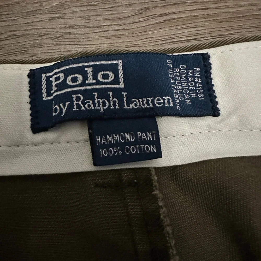 Polo Ralph Lauren Hammond Pant Mens 38x30 Brown Pleated Cuffed‎ Chino Chinos